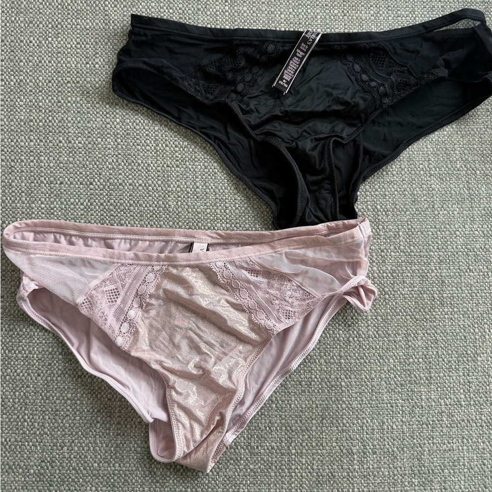 Victoria's Secret Blush & Black Lace Panties (2 pairs)